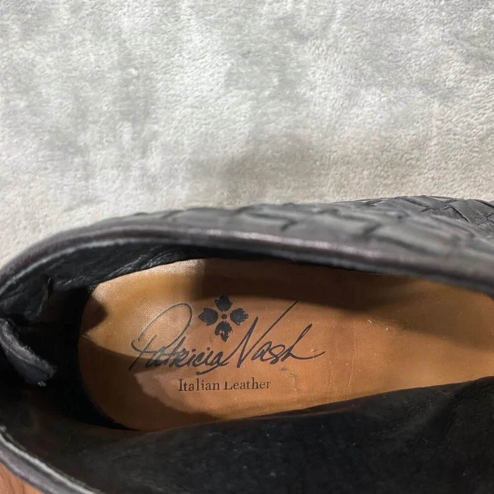 Patricia Nash Rosetta Peep Toe Bootie 9 Black Leather